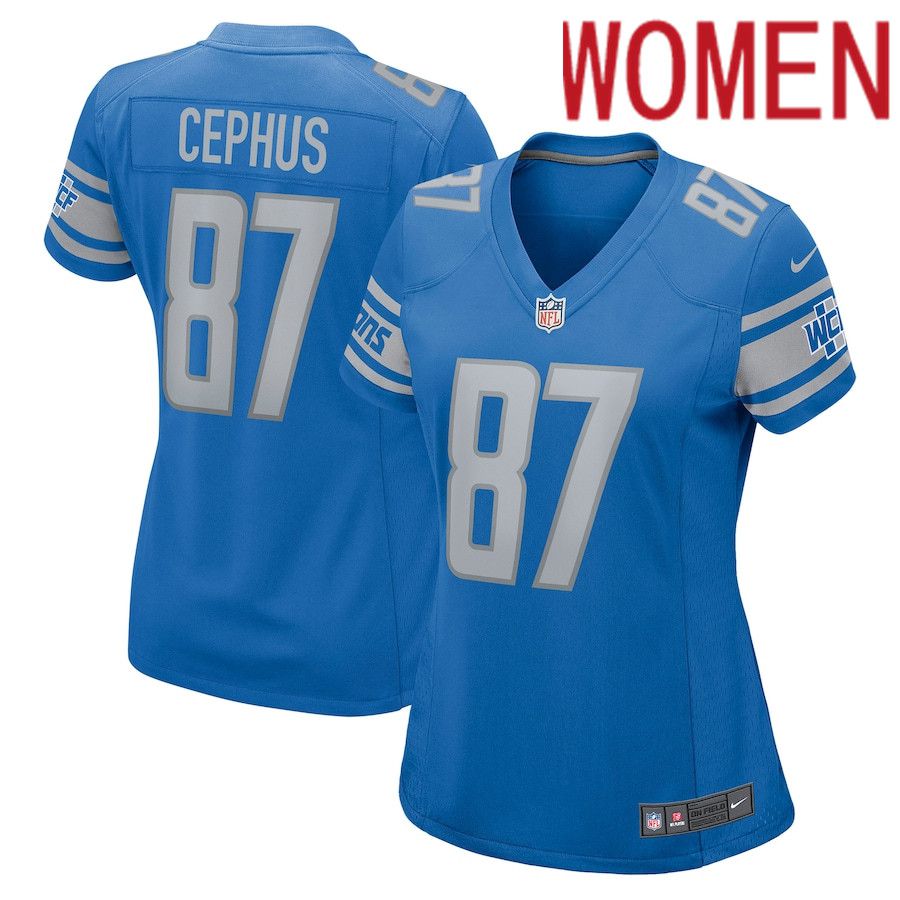 Women Detroit Lions 87 Quintez Cephus Nike Blue Game NFL Jersey
